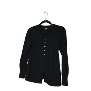 Apt. 9 Black Cardigan Sweater‎ Ribbed Knit Button Front Petite Size S